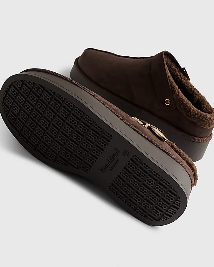 Brown Buckle Strap Borg Lined Boots