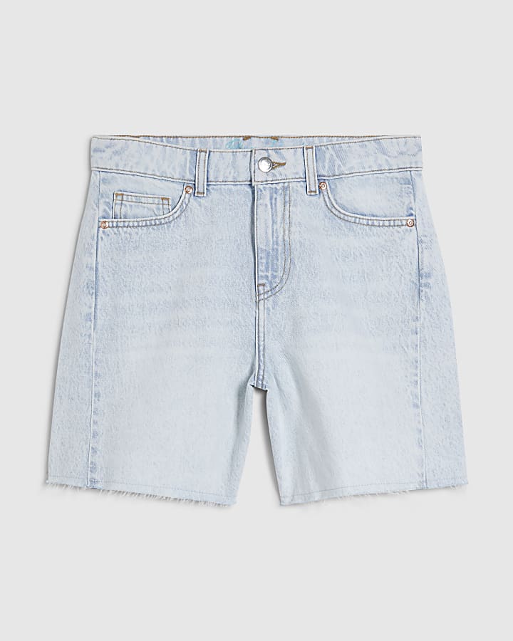 Blue Seamed Longline Bermuda Shorts