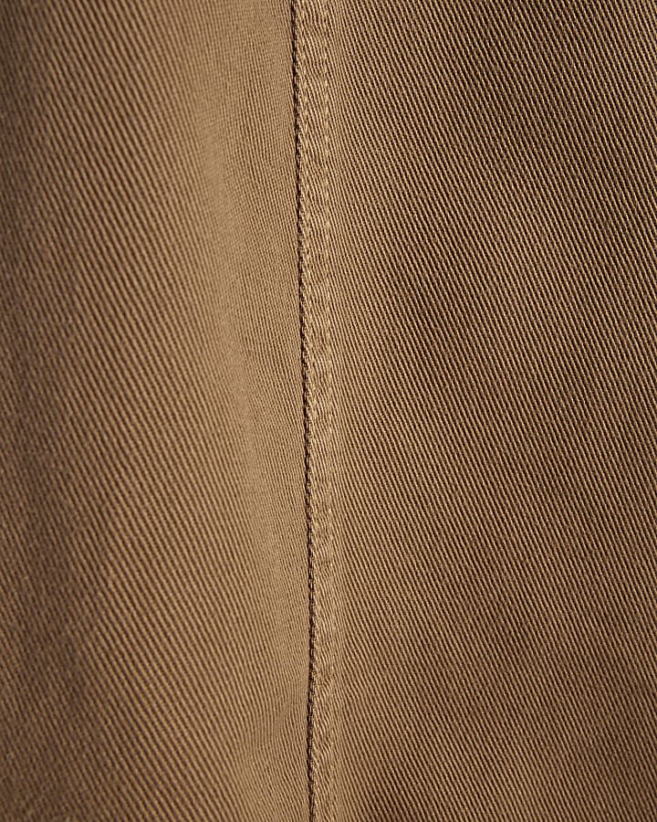 Beige Tab Hem Detail Barrel Leg Jeans