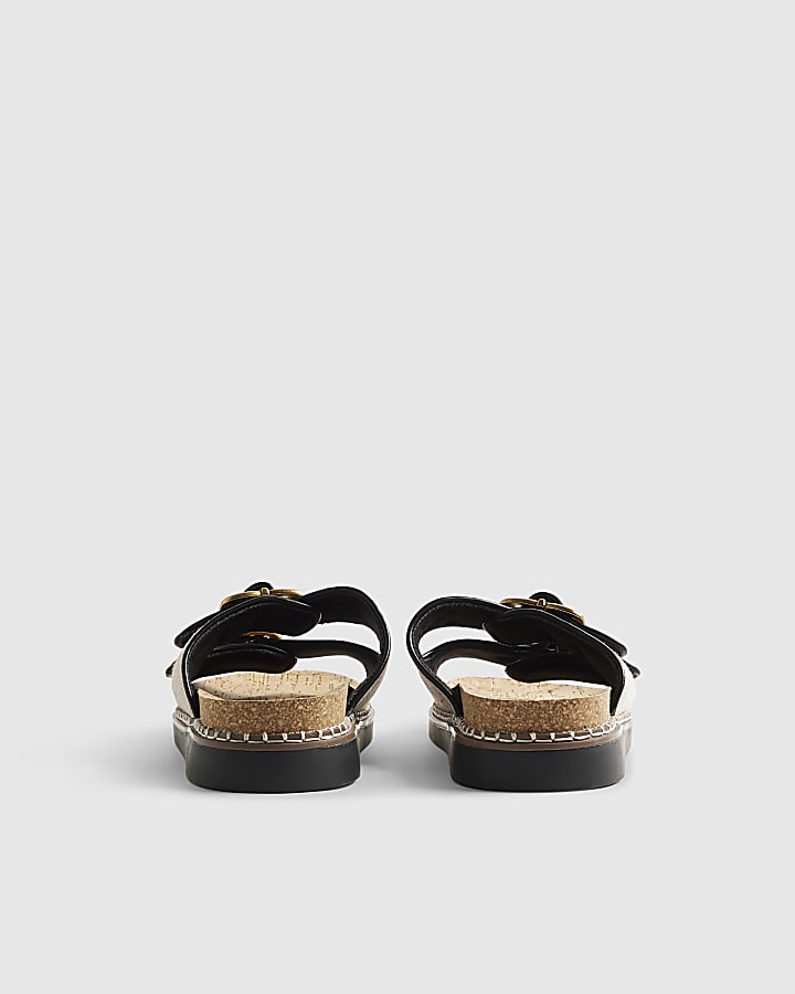 Beige Double Strap Footbed Sandals