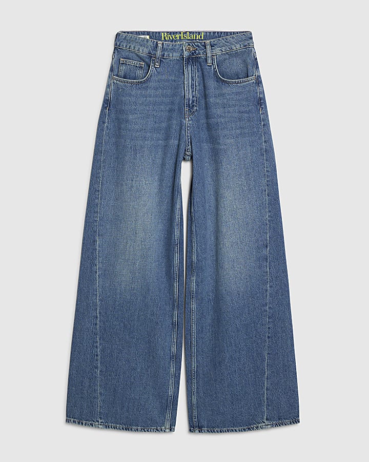 Blue Classic Wide Leg Jeans
