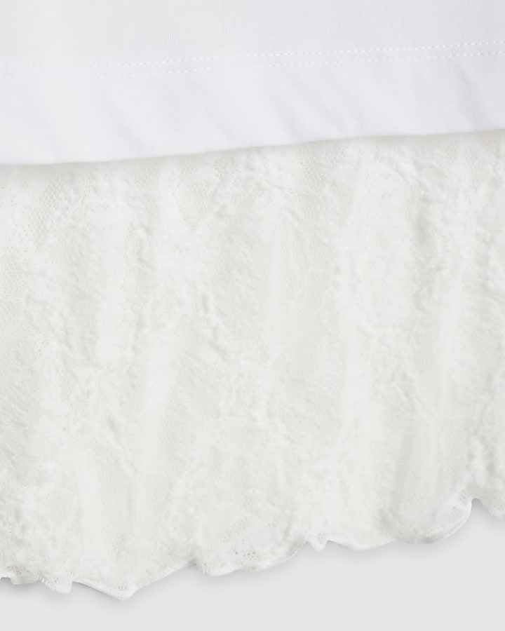 White Boxy Lace Hybrid T-shirt