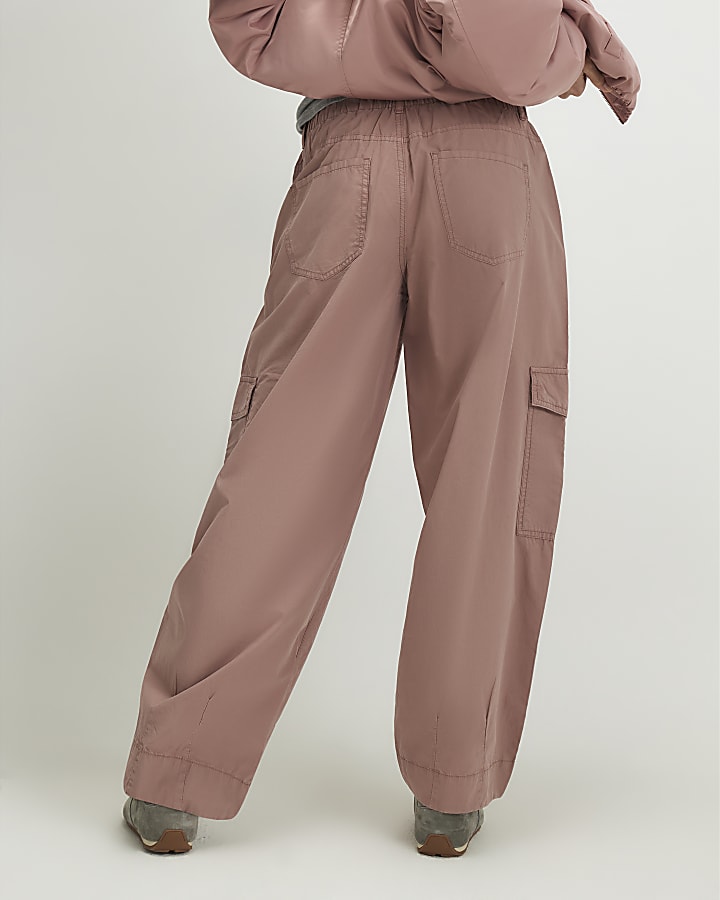 Pink Barrel Leg Cargo Trousers