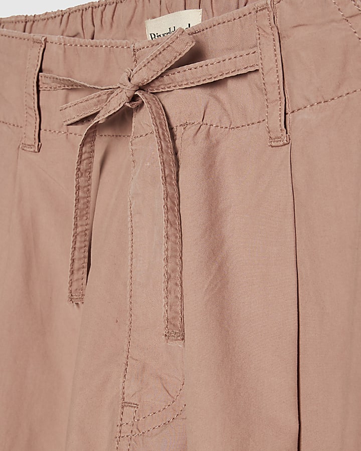 Pink Barrel Leg Cargo Trousers