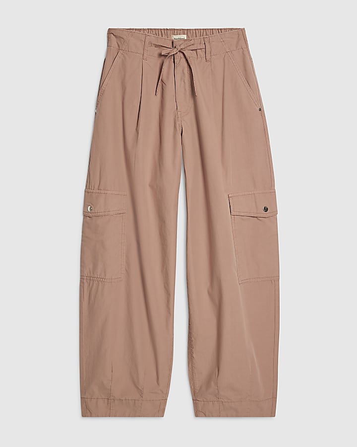 Pink Barrel Leg Cargo Trousers