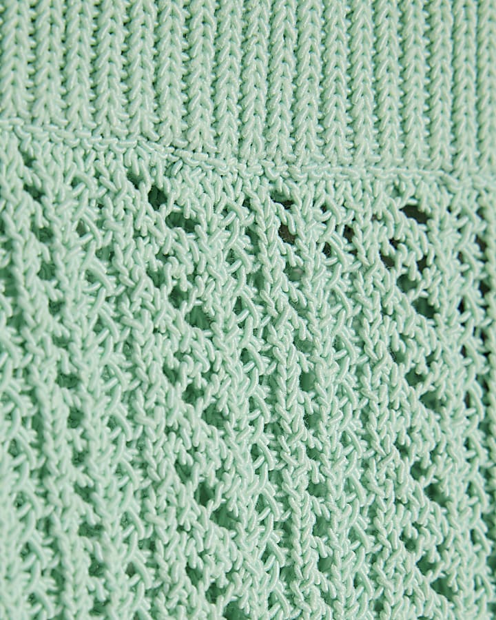 Green Crochet Knit Shorts