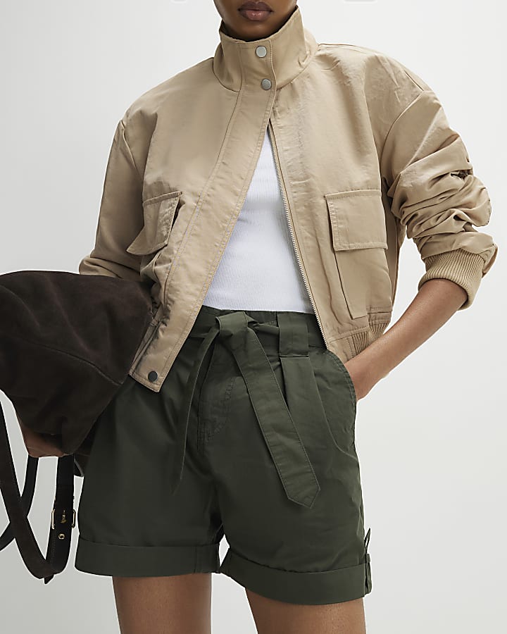 Khaki Belted Shorts