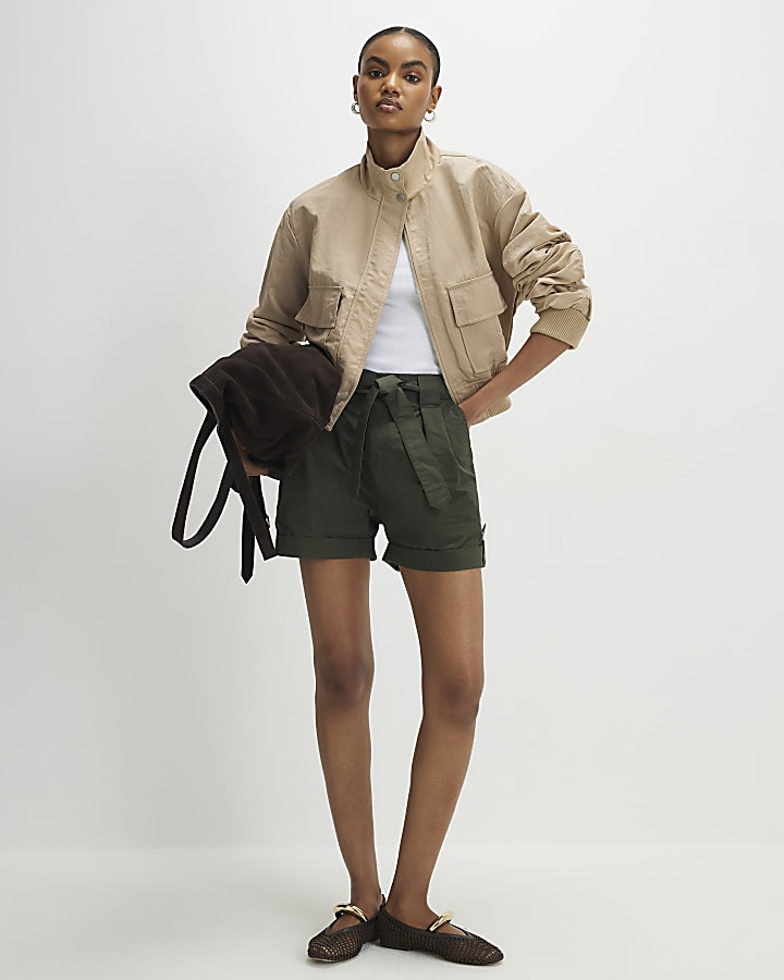 Khaki Belted Shorts