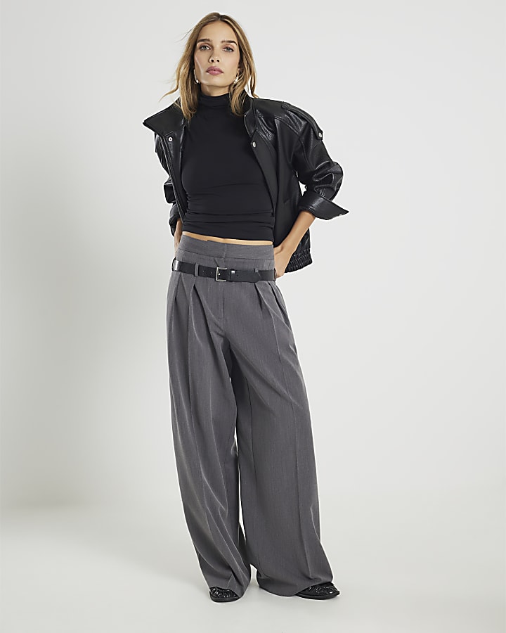 Black Sleeveless Cowl Neck Fitted Tank Top