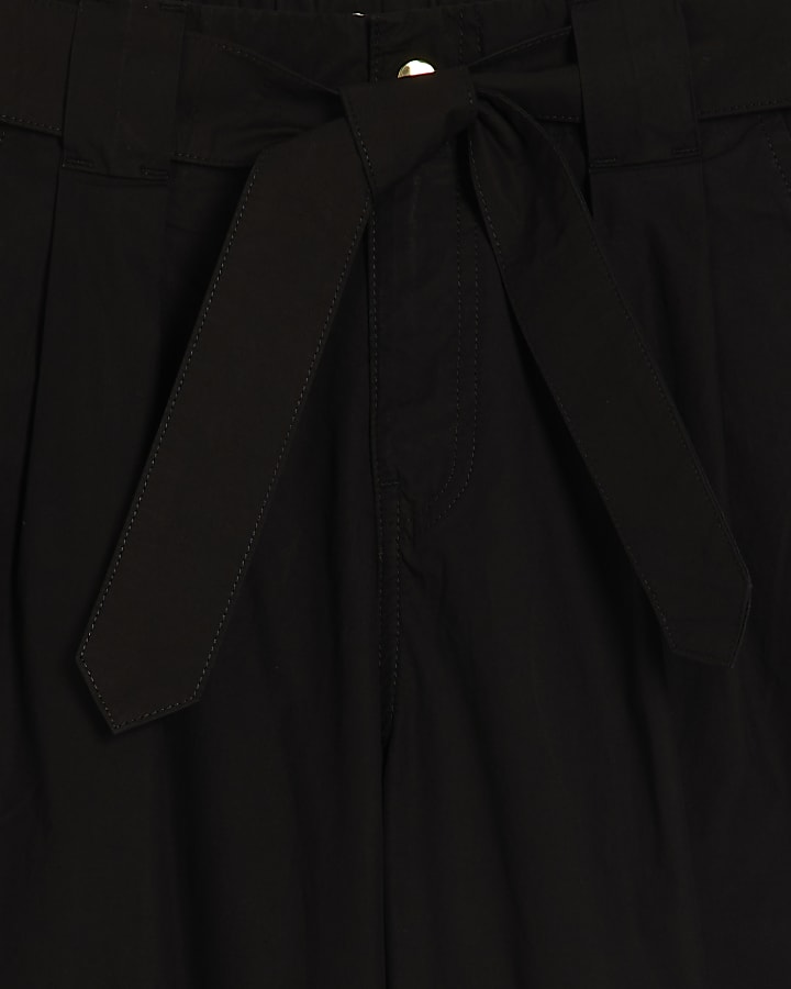 Black Belted Wide Leg Trousers