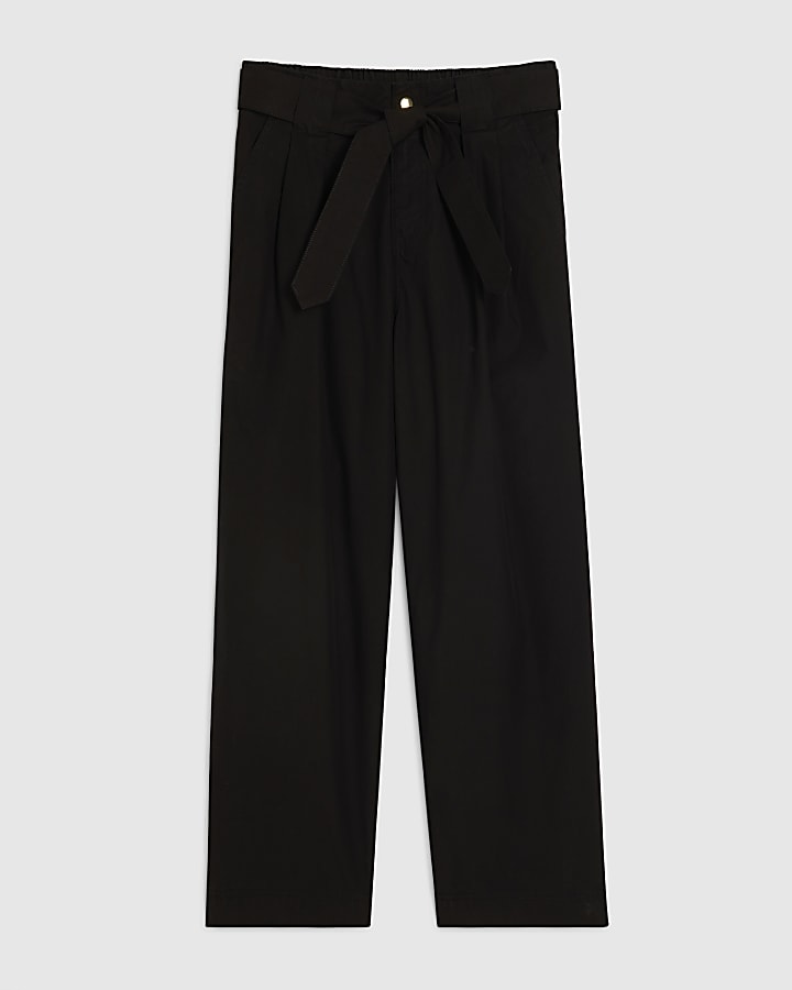 Black Belted Wide Leg Trousers