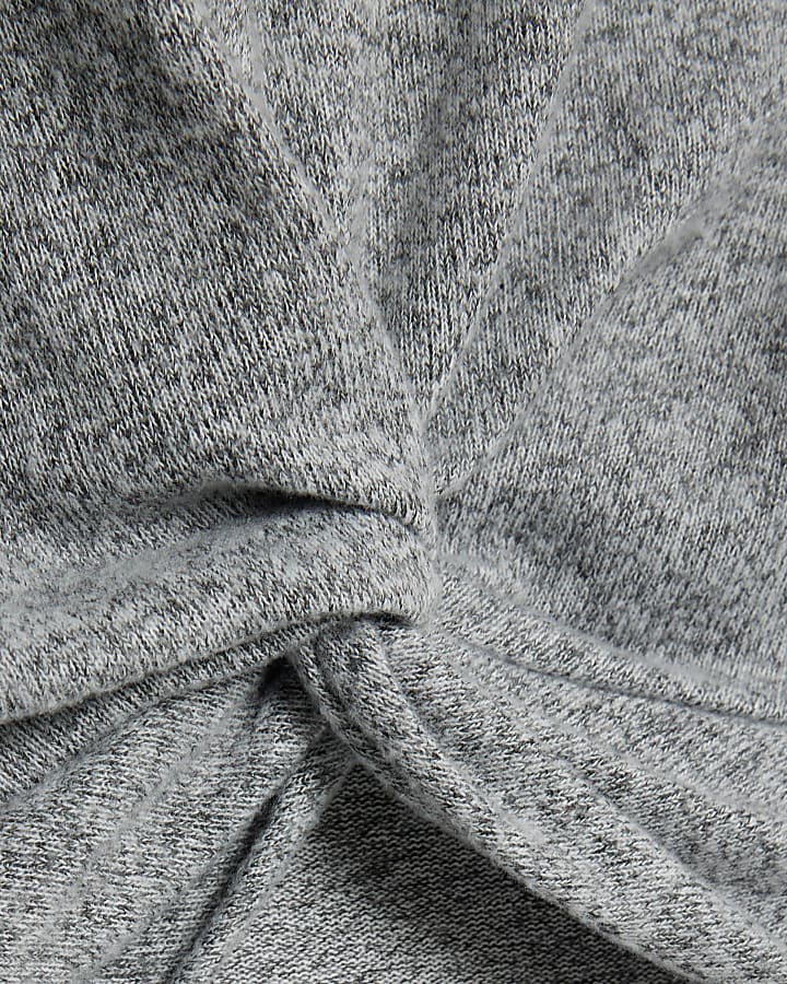 Grey Cosy Long Sleeve Twist Front Top