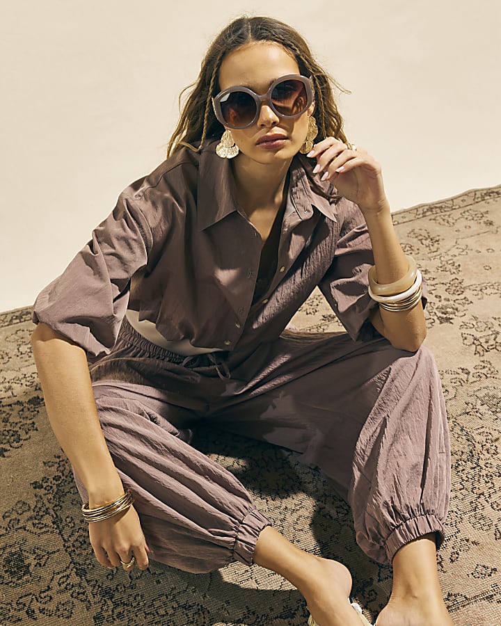 Pink Buttoned Bubble Hem Jacket