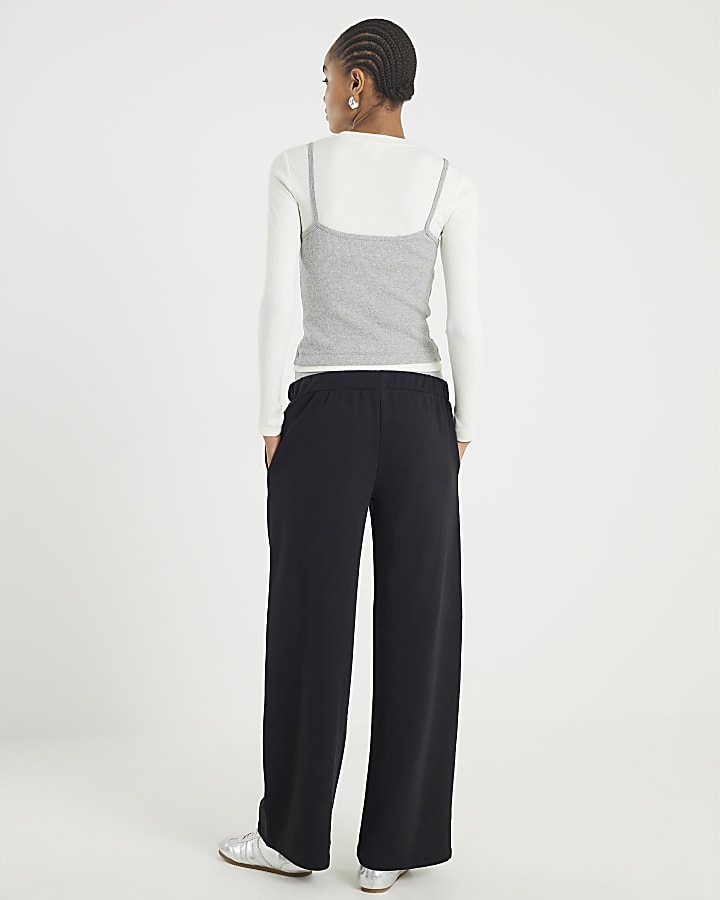 Black 2 in 1 Wide Leg Joggers