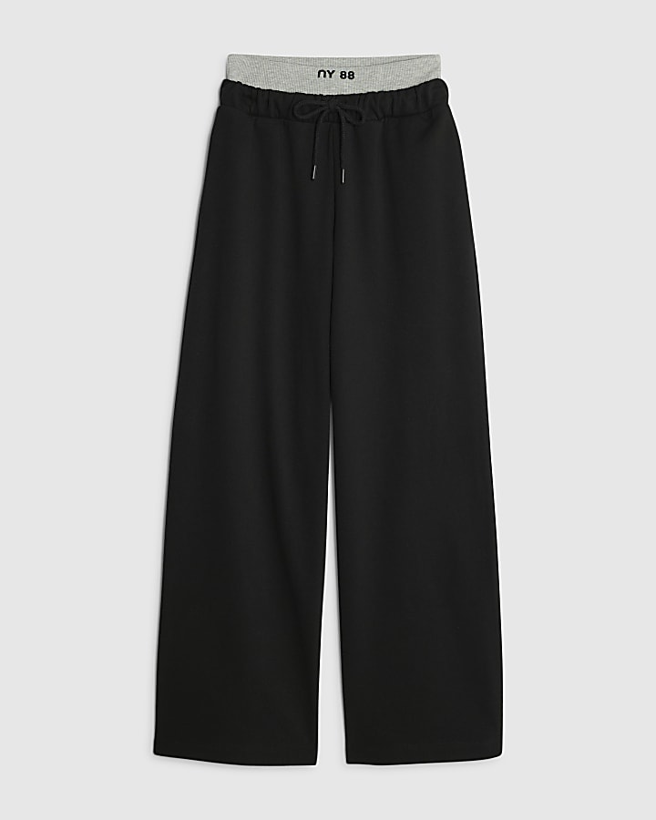 Black 2 in 1 Wide Leg Joggers