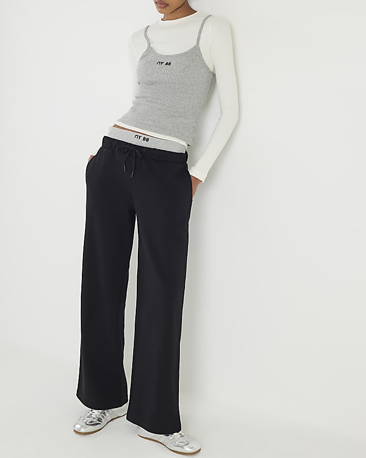 Black 2 in 1 Wide Leg Joggers