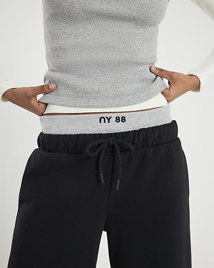 Black 2 in 1 Wide Leg Joggers