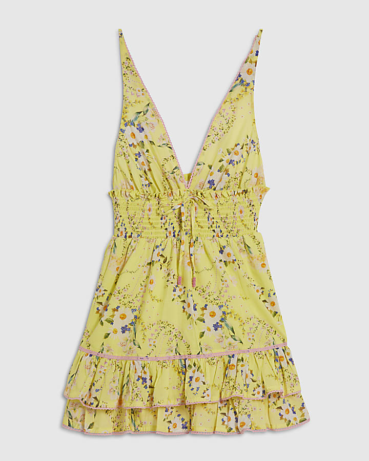 Petite Yellow Daisy Print Mini Dress