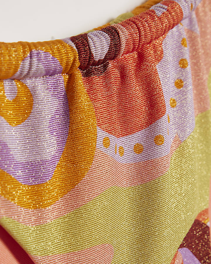 Orange Swirl Print Bikini Bottoms