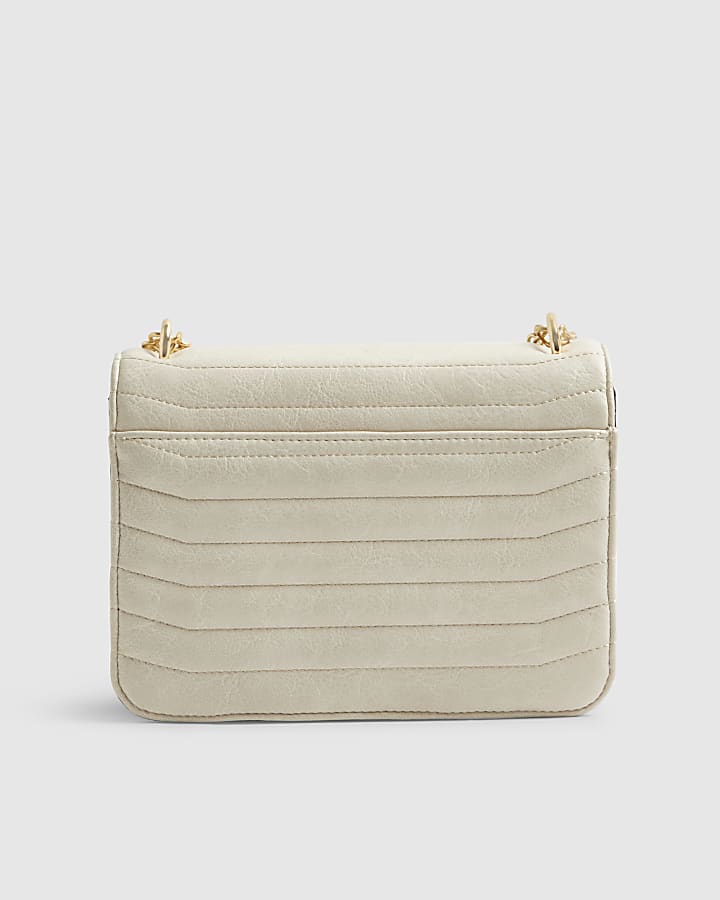 Cream Quilted Chain Shoulder Bag