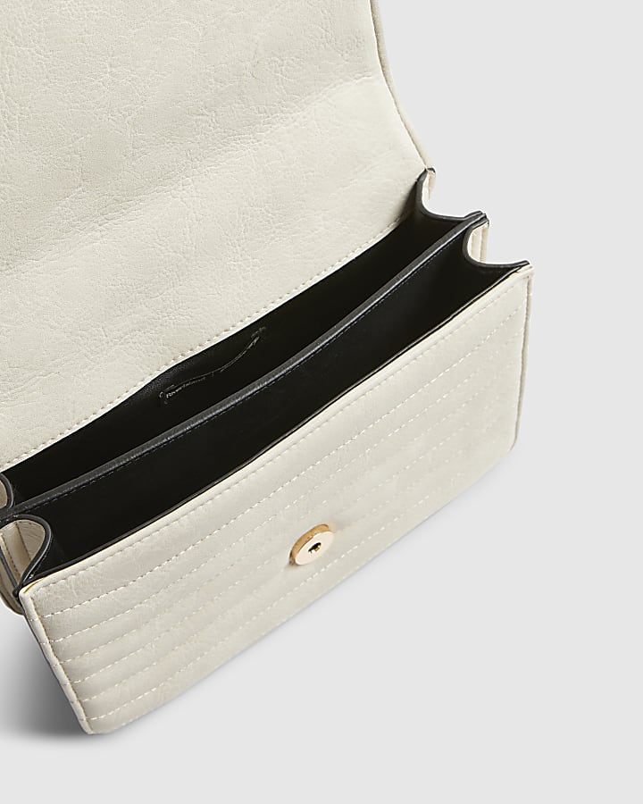 Cream Quilted Chain Shoulder Bag