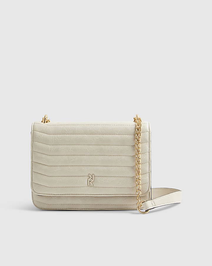 Cream Quilted Chain Shoulder Bag