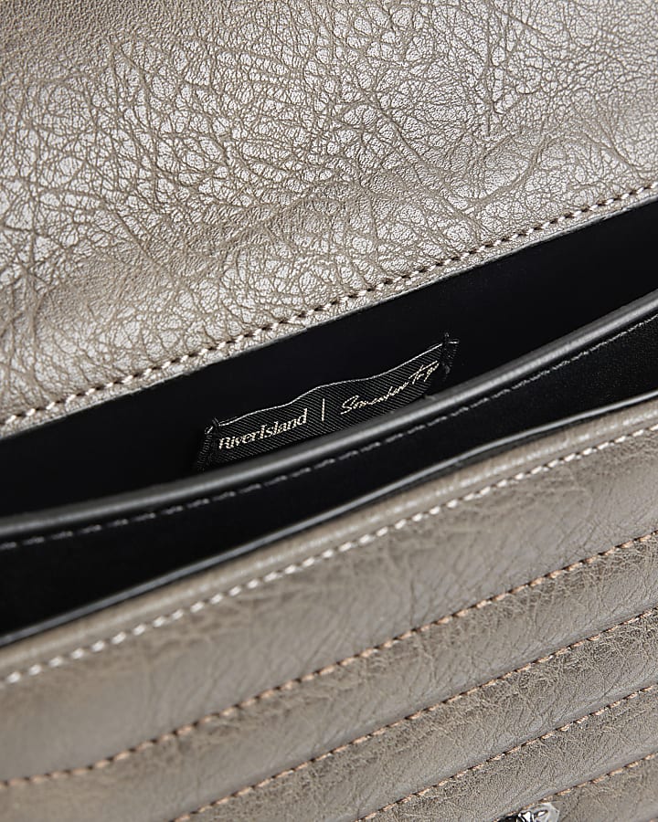 Grey Quilted Chain Shoulder Bag