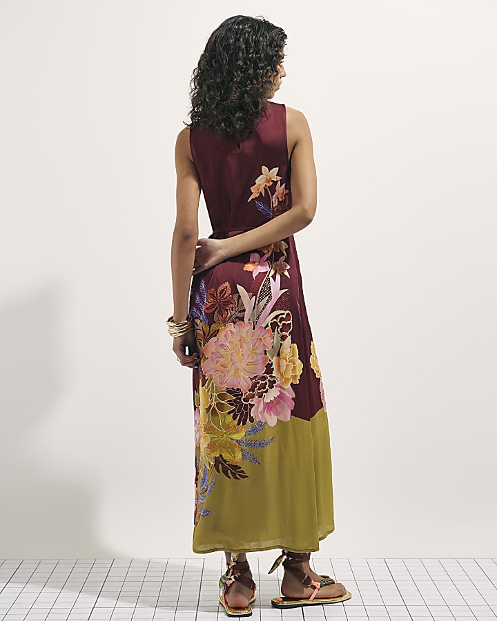 Brown Floral Maxi Dress