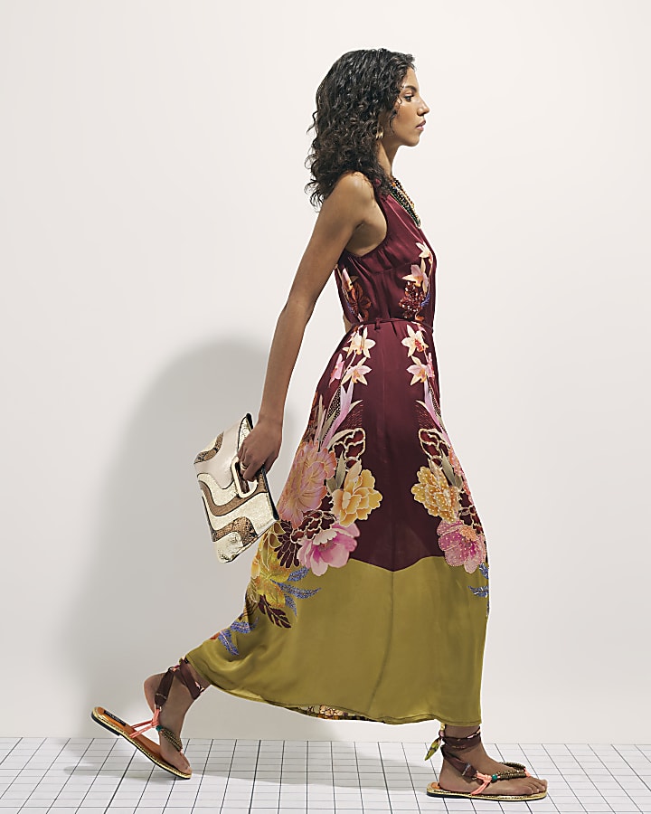 Brown Floral Maxi Dress