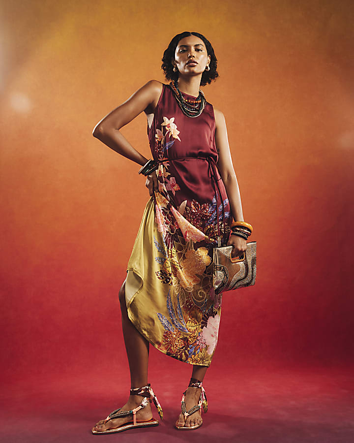 Brown Floral Maxi Dress