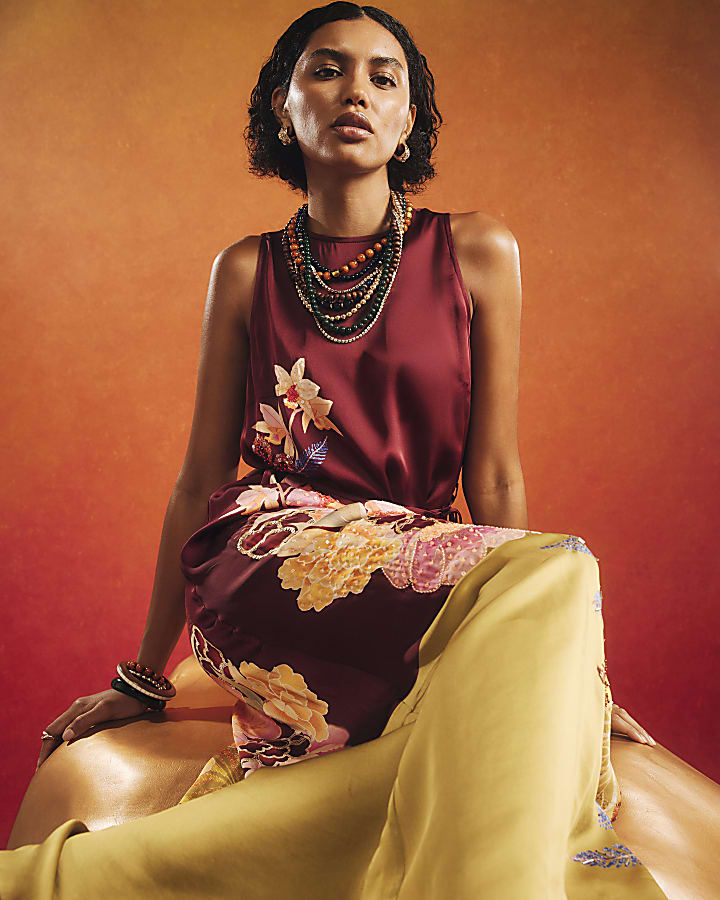 Brown Floral Maxi Dress