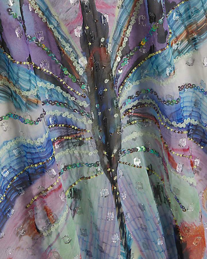 Purple Butterfly Embellished Maxi Dress