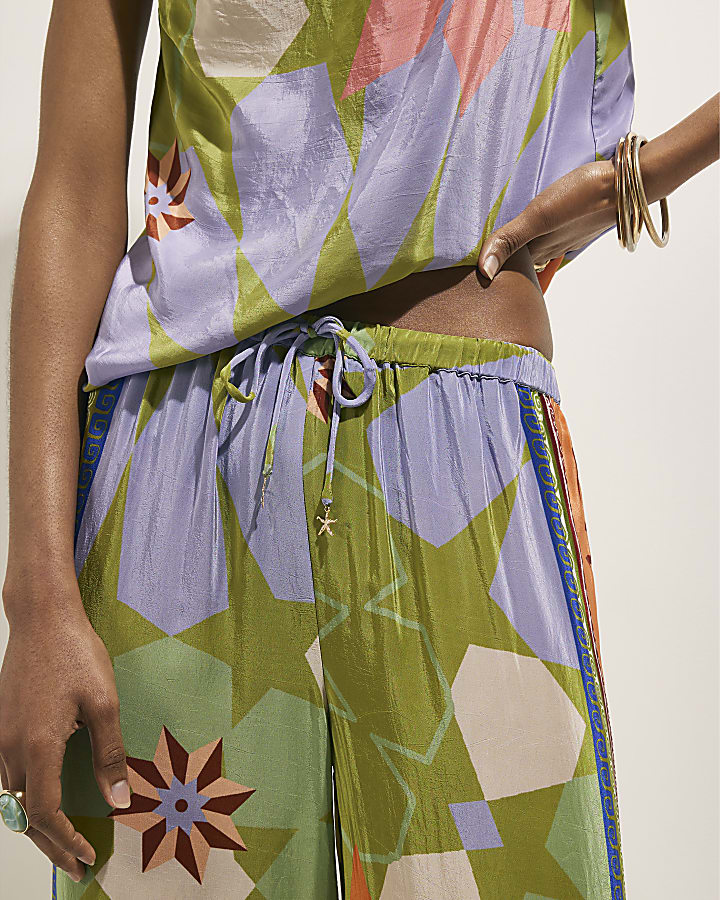 Green Print Trousers