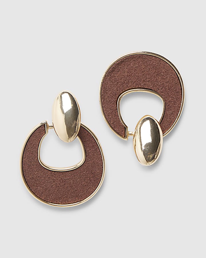 Brown Door Knocker Earrings