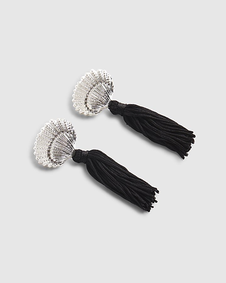 Black Shell Tassel Earrings