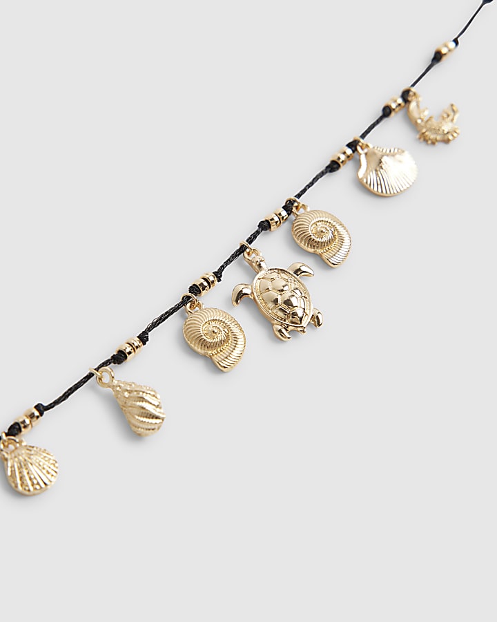 Gold Shell Charm Cord Anklet