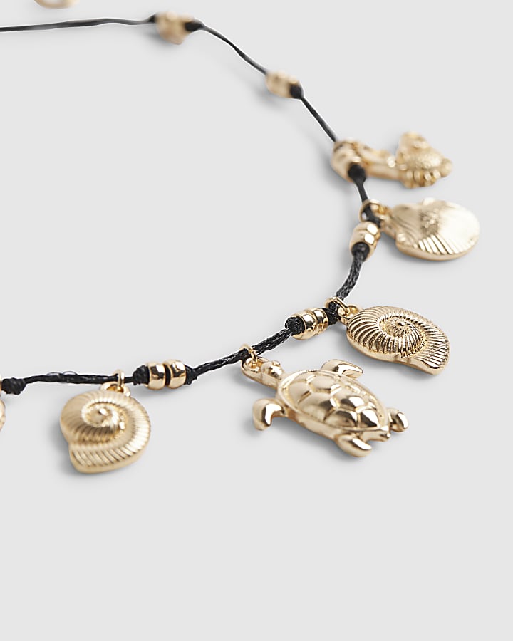 Gold Shell Charm Cord Anklet