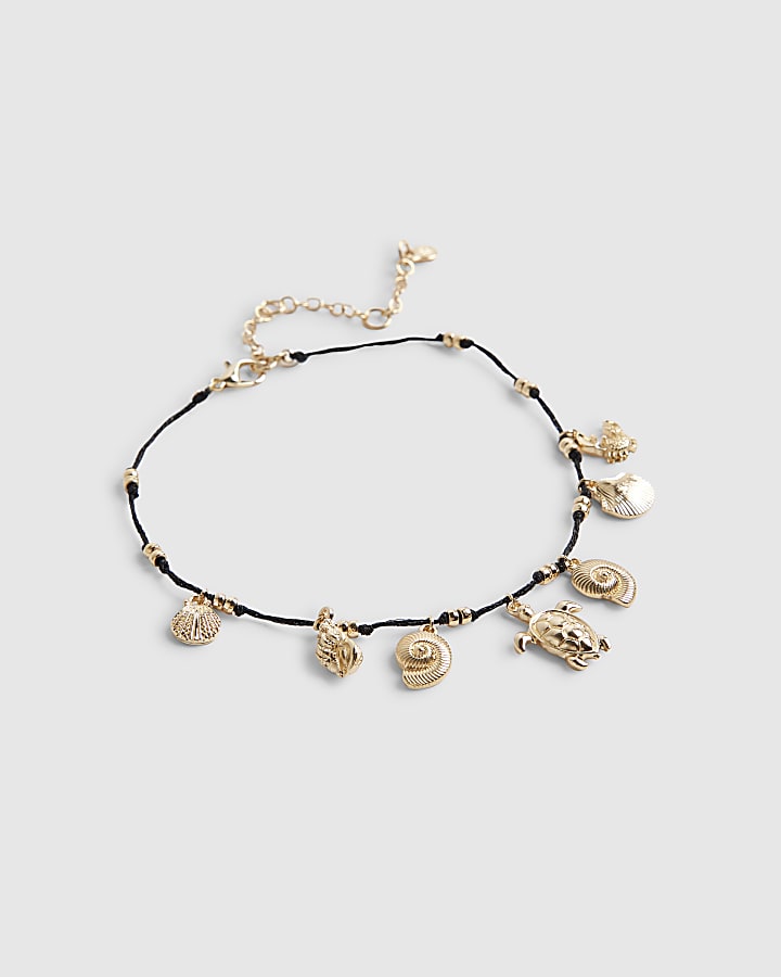 Gold Shell Charm Cord Anklet