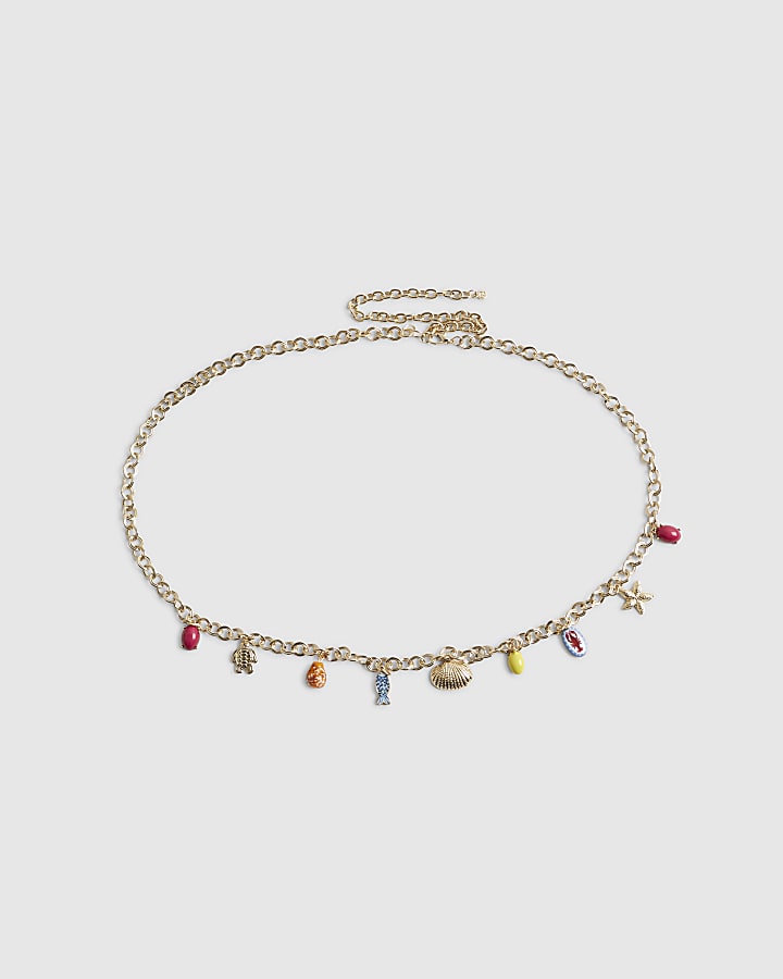 Gold Charm Drop Chain Belt