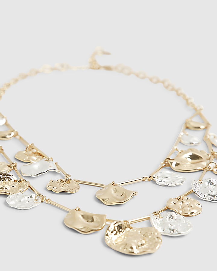 Gold Coin Multirow Necklace