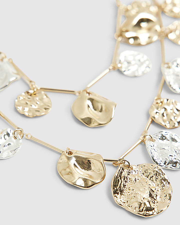 Gold Coin Multirow Necklace