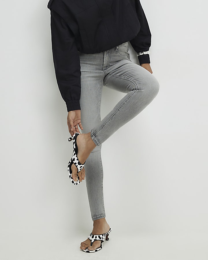Grey Mid Rise Sculpt Skinny Jeans