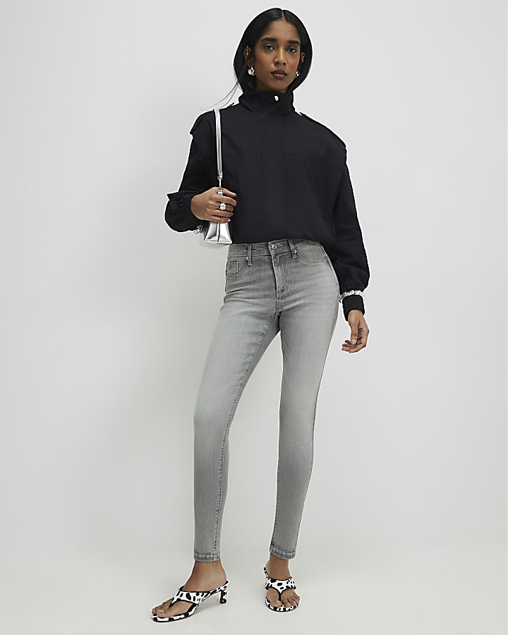 Grey Mid Rise Sculpt Skinny Jeans