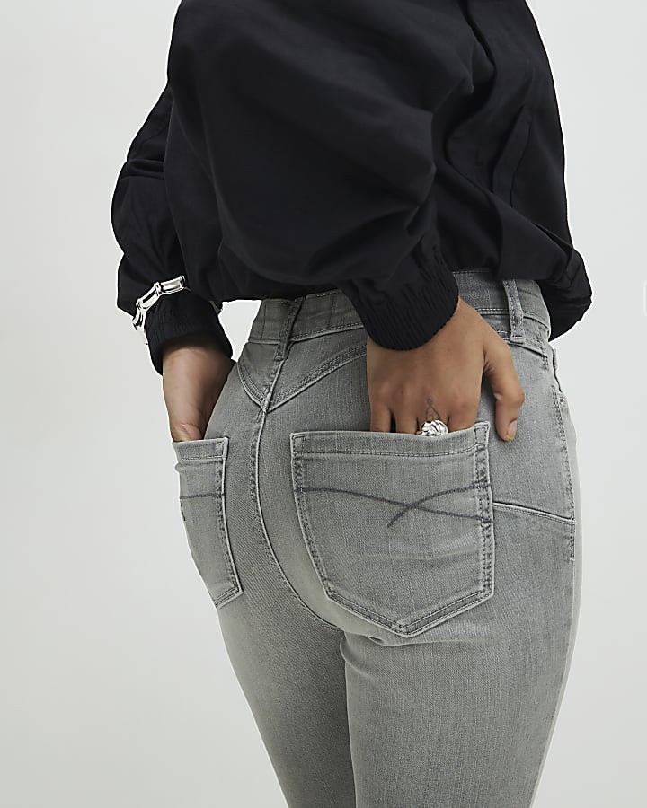 Grey Mid Rise Sculpt Skinny Jeans