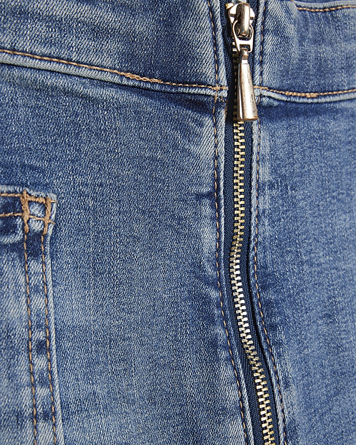 Blue Zip Front High Waisted Skinny Jeans