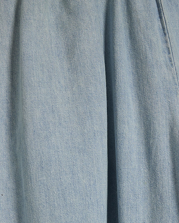 Blue Balloon Leg Denim Trousers