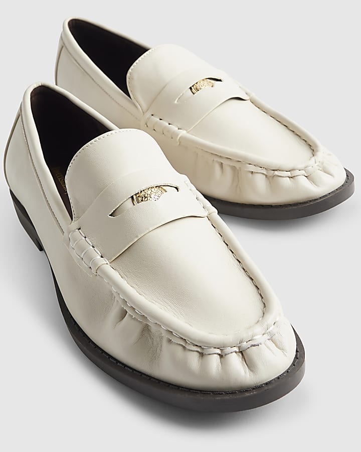 Cream Ruched Loafers