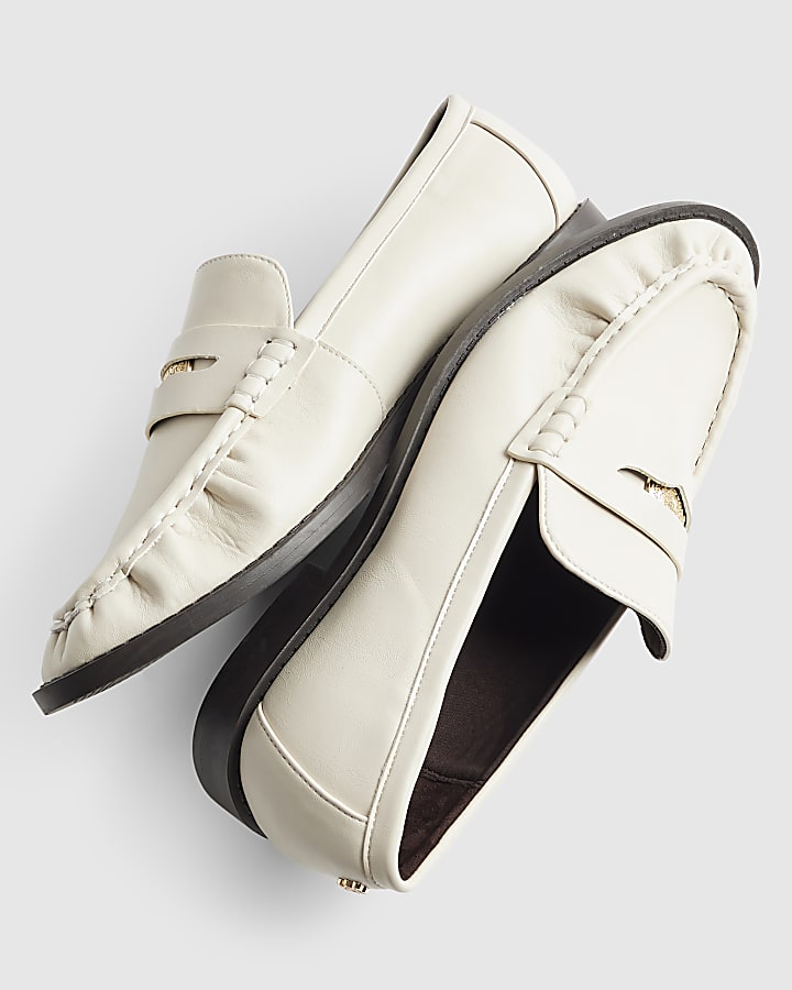 Cream Ruched Loafers