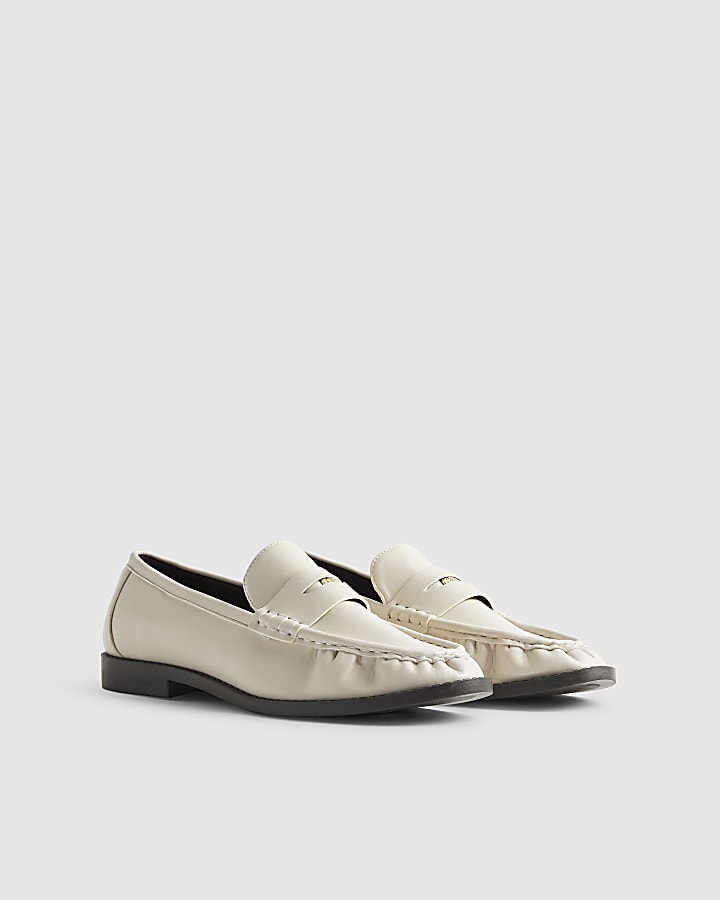 Cream Ruched Loafers