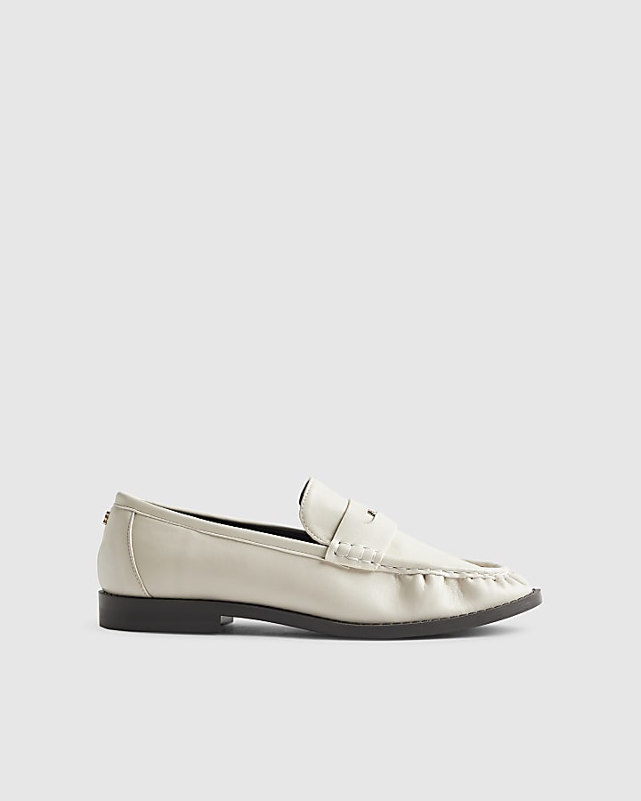 Cream Ruched Loafers